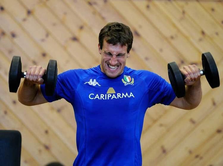 Alberto Sgarbi Italy centre Alberto Sgarbi lifts weights Rugby Union
