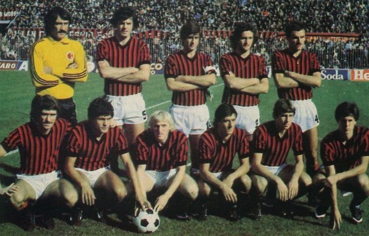 Aldo Bet 197980 AC Milan Top left to right Enrico Albertosi Aldo Bet
