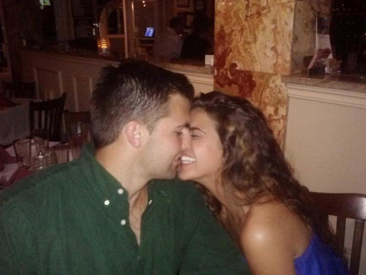 Alejandro Villanueva (American football) with spouse Madelyn Villanueva