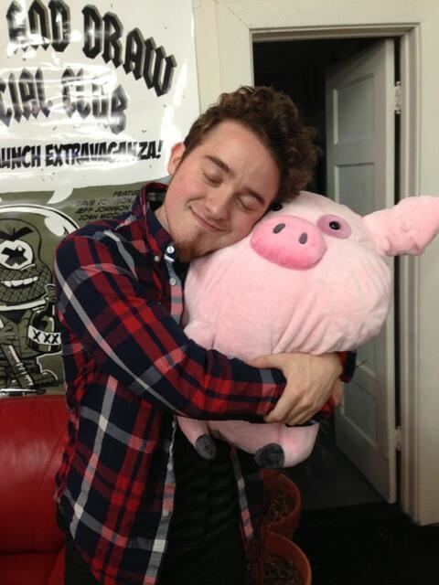 Alex Hirsch Alex Hirsch hugging a fanmade waddles plush Fuck Yeah