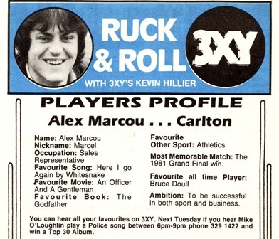 Alex Marcou Blueseum History of the Carlton Football Club MARCOU Alex
