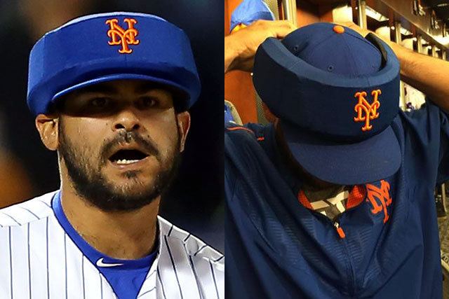 Alex Torres (baseball) Alex Torres wears oversized cap for protection and earns