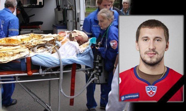 On the left, Alexander Galimov lying on the stretcher while, on the right, Alexander Galimov wearing a red and blue t-shirt