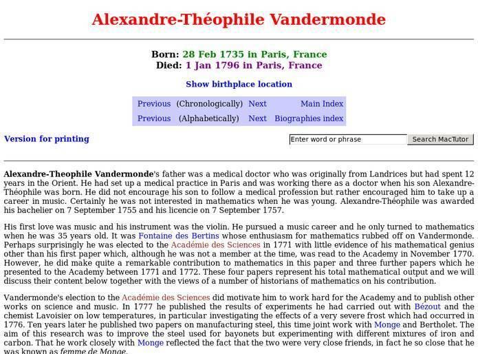 Alexandre-Théophile Vandermonde AlexandreThophile Vandermonde Resources Digital Chalkboard