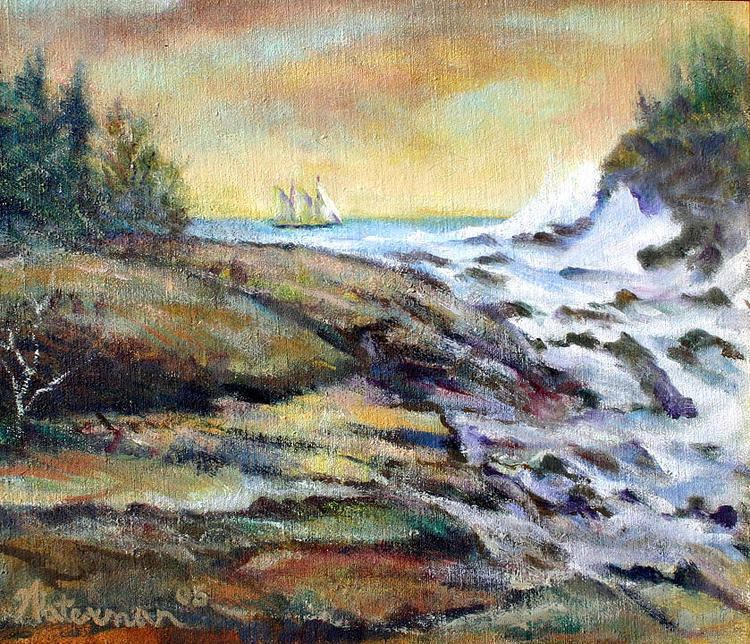 Alfred Waterman Sails Of The Maine Coast Painting by Alfred Waterman