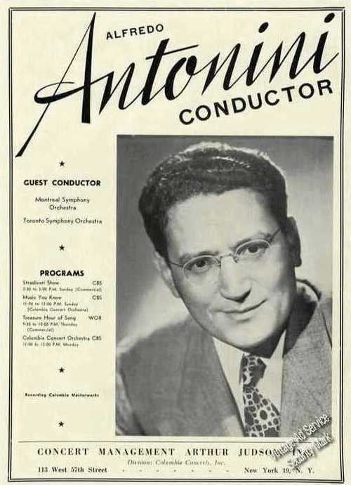 Alfredo Antonini Alfredo Antonini Photo Conductor Vintage Trade Ad 1947 Original