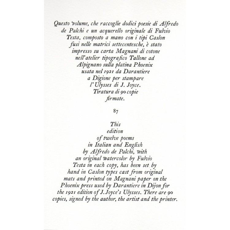 Alfredo de Palchi 12 Poesie 12 Poems Alfredo De Palchi Alberto tallone Editore