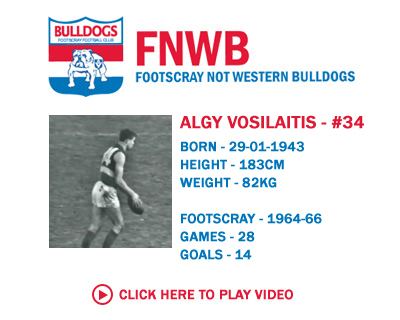 Algy Vosilaitis Algy Vosilaitis Footscray Not Western Bulldogs
