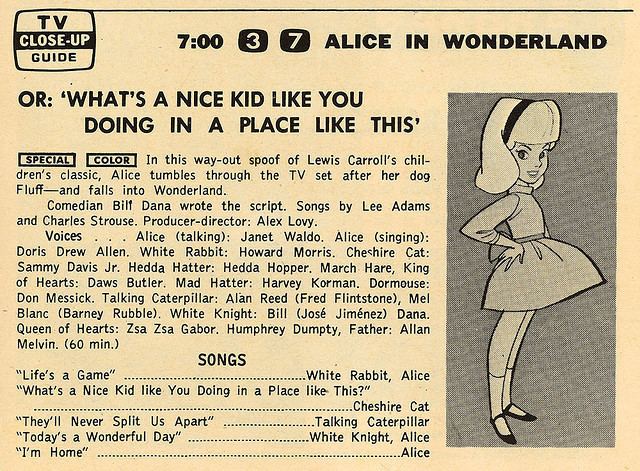 Alice in Wonderland or What's a Nice Kid Like You Doing in a Place Like This? 1966 My Favorite Year Alice in Wonderland or What39s a Nice Kid Like