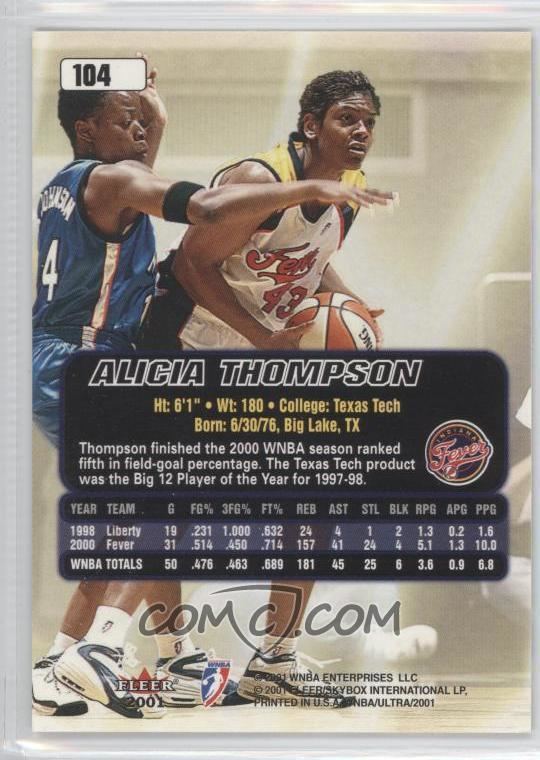 Alicia Thompson 2001 Fleer Ultra WNBA Base 104 Alicia Thompson COMC Card