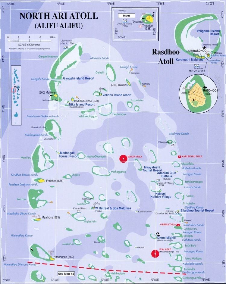 Alif Alif Atoll Maps of Maldives Map 11 Alif Alif Atoll