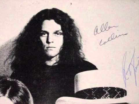 Allen Collins being featured in a postcard with his bandmates and having his signature.