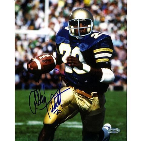 Allen Pinkett Allen Pinkett Notre Dame Blue Jersey Autographed Photo by