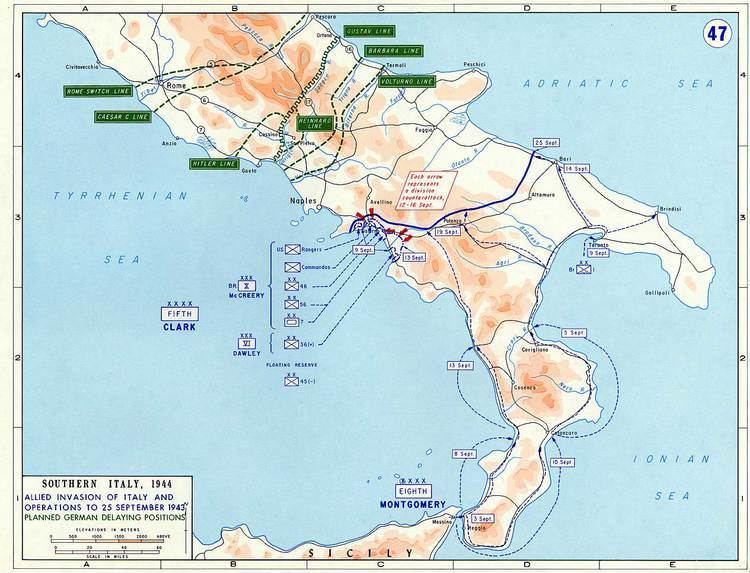 Allied invasion of Italy Map of Allied Invasion of Italy September 1943