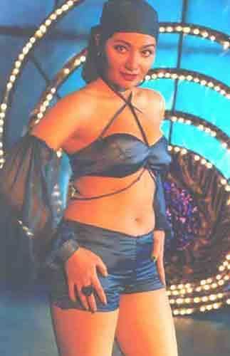 Alphonsa (actress) wearing blue sexy two-piece clothes
