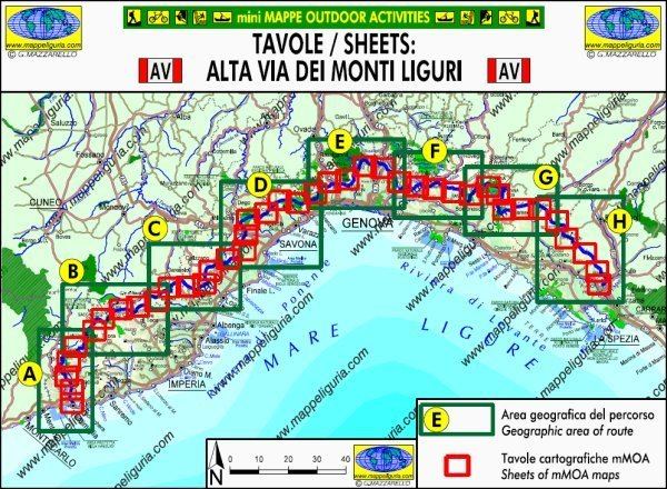 Alta Via dei Monti Liguri Mappe di Liguria Maps of Liguria carte escursionistiche per