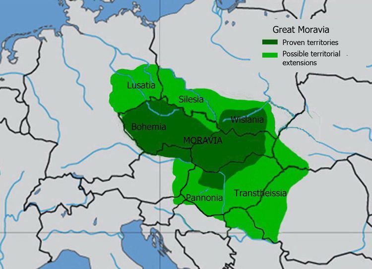 Alternative theories of the location of Great Moravia