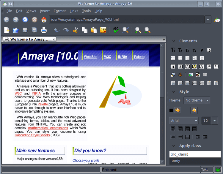 Amaya (web editor) Linux HTML editors a lookover Linux Tidbits