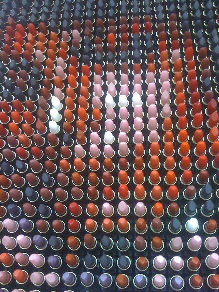 Amer Shomali PoliticallyDriven Portrait Made of 3500 Lipsticks My