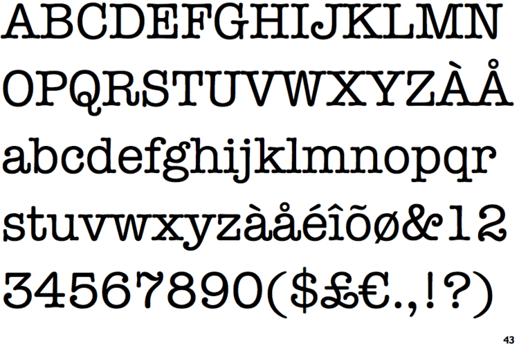 american typewriter font downlaid