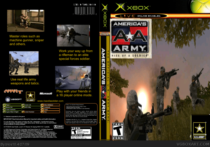 America's Army: Rise of a Soldier Americas Army Rise of a Soldier Xbox Box Art Cover by blos10