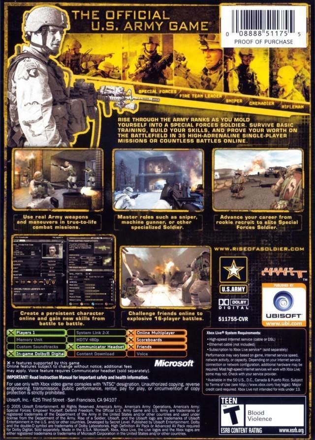 America's Army: Rise of a Soldier America39s Army Rise of a Soldier Box Shot for Xbox GameFAQs