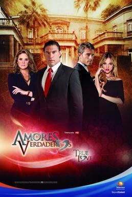 Erika Buenfil, Sebastián Rulli, Eduardo Yáñez, and Eiza González in a poster of 2012 tv series, Amores Verdaderos