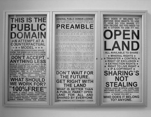 The text installation of "This Is the Public Domain", a project by Amy Balkin.