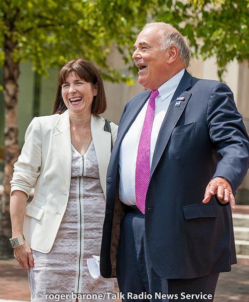 Amy Dacey DNC CEO Amy Dacey and Ed Rendell outside Constitution