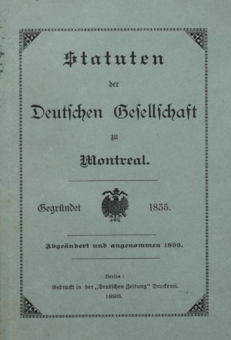 An Act to incorporate the German Society of Montreal