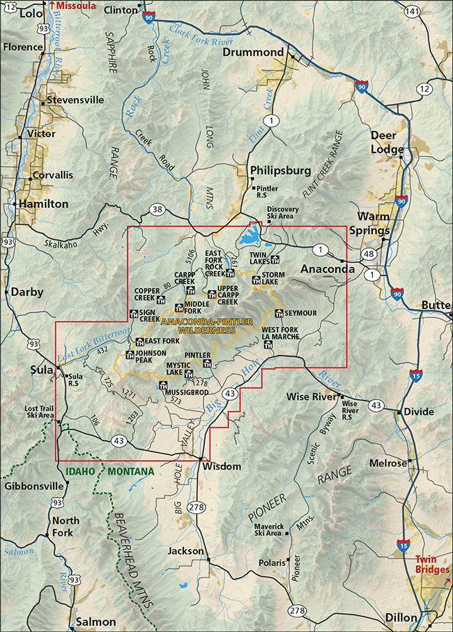 Anaconda-Pintler Wilderness AnacondaPintler Wilderness Map