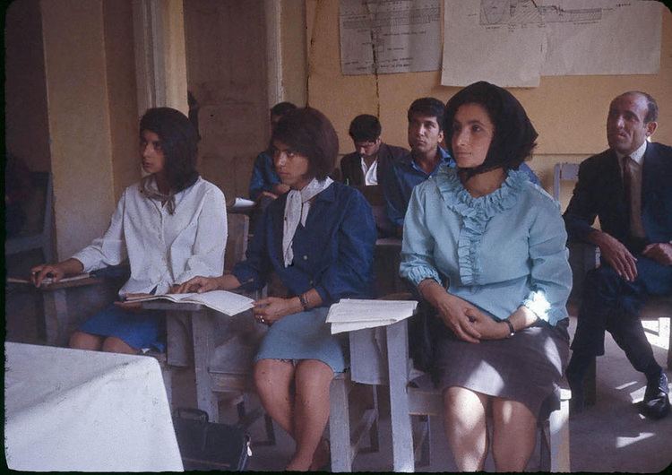 Students at the Higher Teachers College of Kabul, where Dr. Podlich taught for two years with UNESCO