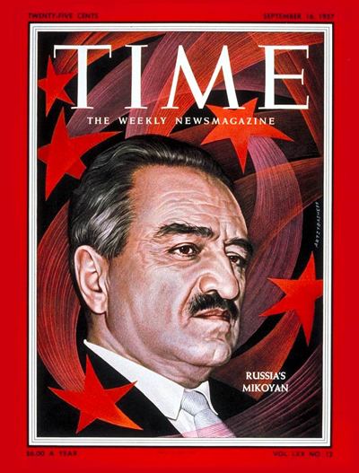 Anastas Mikoyan TIME Magazine Cover Anastas Mikoyan Sep 16 1957 Russia