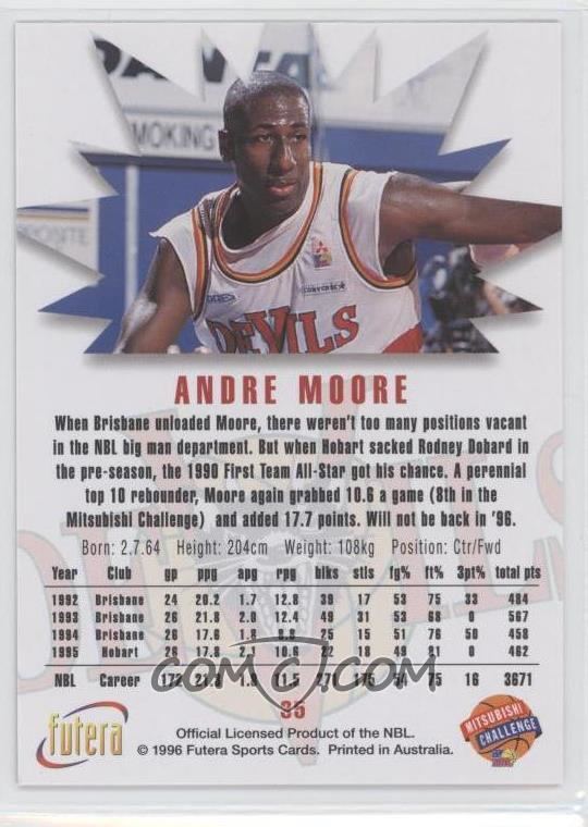 Andre Moore 1996 Futera NBL Base 35 Andre Moore COMC Card Marketplace