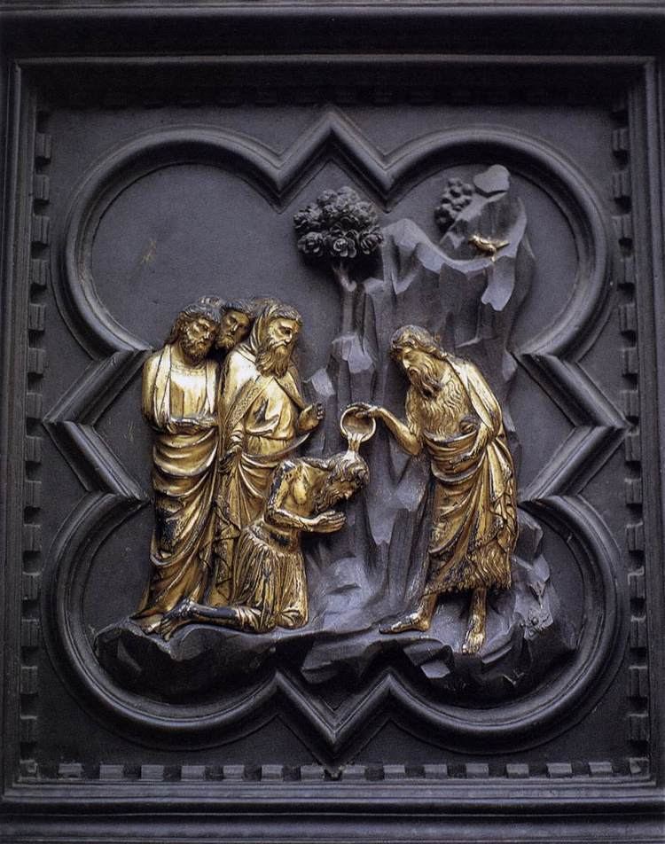 Andrea Pisano The Baptism of the Multitude panel of the south doors by