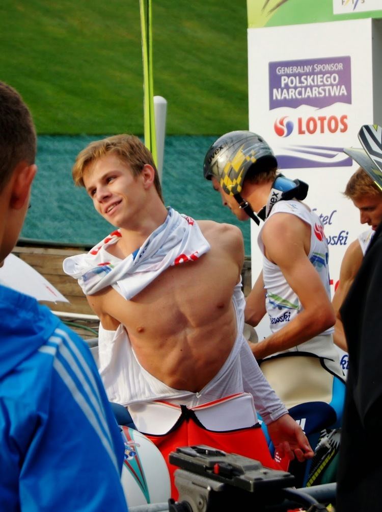 Andreas Wellinger After jumps Andreas Wellinger getting undressed in Wisla