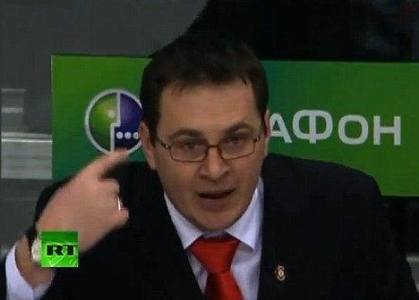 Andrei Nazarov Russian coach Andrei Nazarov attacks fans with ice hockey