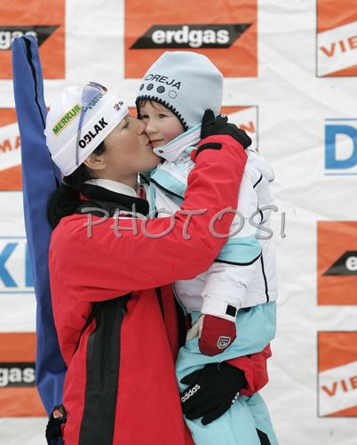 Andreja Koblar PhotoSI sport photo agency Andreja Koblar of Slovenia with her son