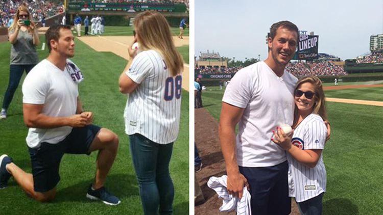 Andrew East Shawn Johnson gets engaged to Andrew East at Chicago Cubs