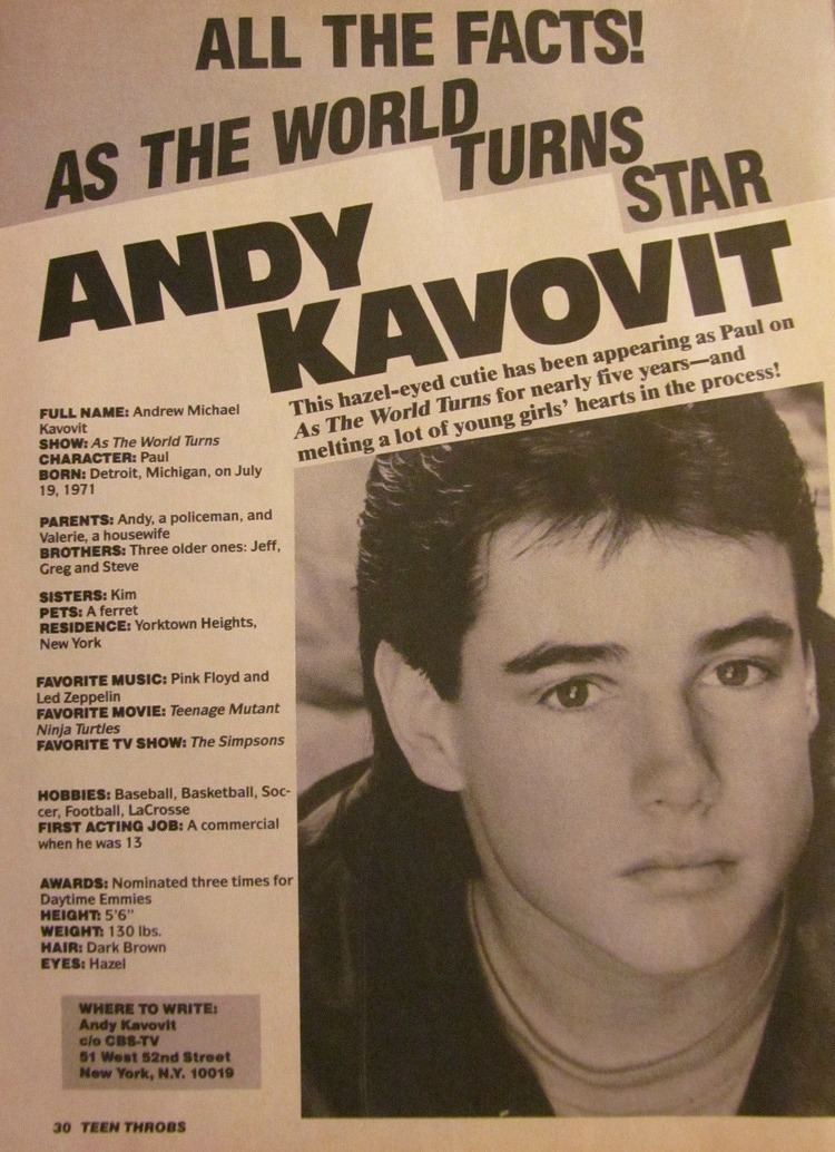 Andrew Kavovit As the World Turns Andy Kavovit For more classic pictures of the