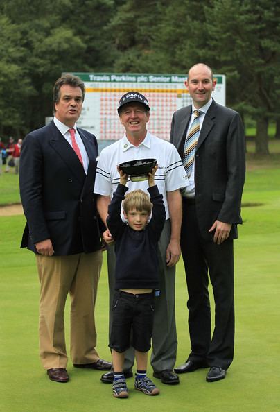Des Smyth of Ireland with Andrew Russell, the Duke of Bedford and his son Harry as well as Jason O'Malley smiling together