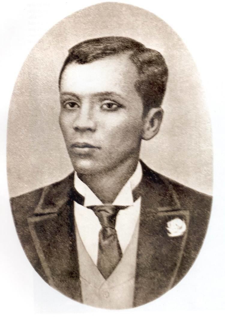 An illustration of Andres Bonifacio looking serious in a white and black suit