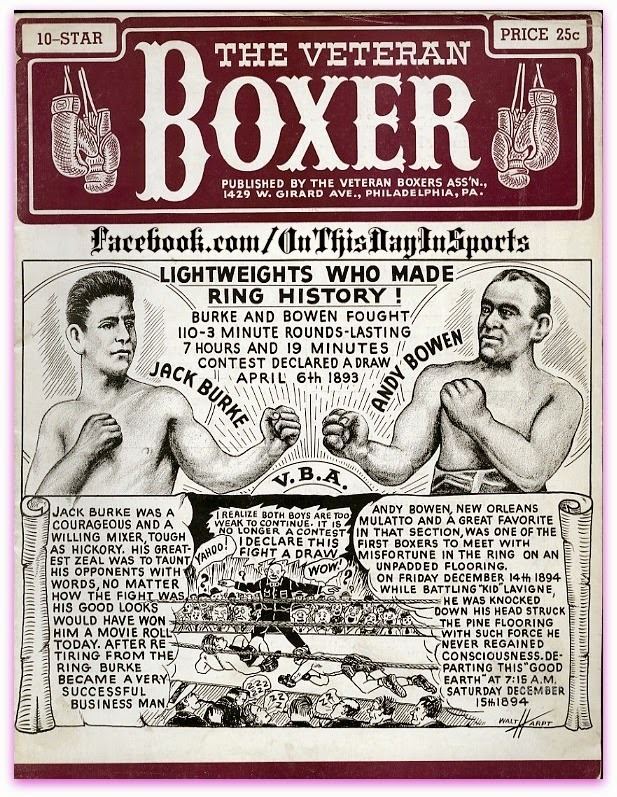 Andy Bowen On This Day In Sports April 6 1893 Jack Burke Versus Andy Bowen