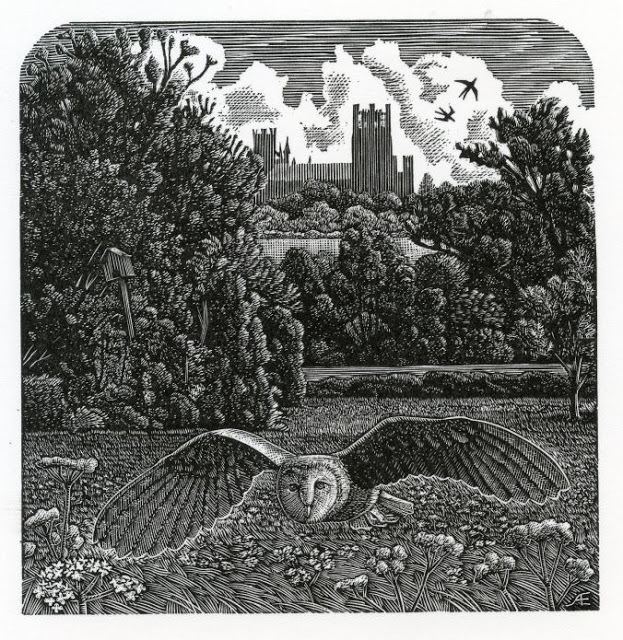 Andy English The Old Owl House by Andy English wood engraving Prints relief