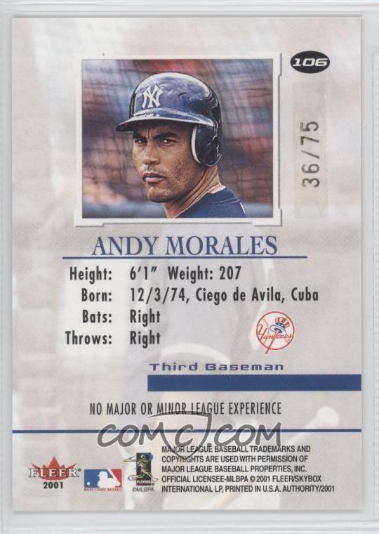 Andy Morales 2001 Fleer Authority Base Prominence 106 Andy Morales 75