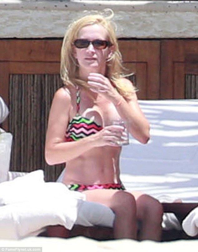 Angela Kinsey The Offices Angela Kinsey shows off slender figure in neon bikini