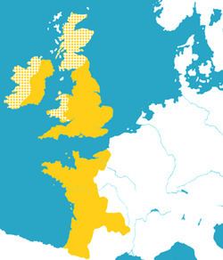 The extent of the Angevin Empire around 1189