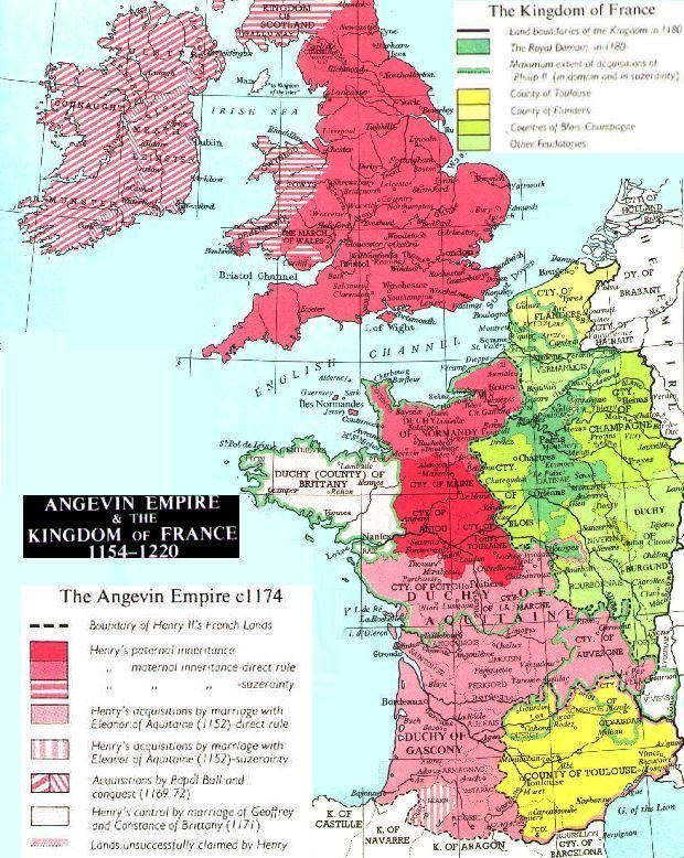 The map of the Angevin Empire and the Kingdon of France