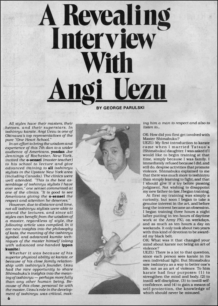 Angi Uezu Isshinryu Karate Donald Bohans Memorial Website Angi Uezu