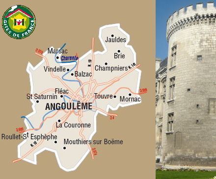 Angoumois Gites de France the Charente around Angoulme the map